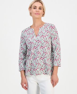 Petite Split-Neck Tunic, Macy's Exclusive
