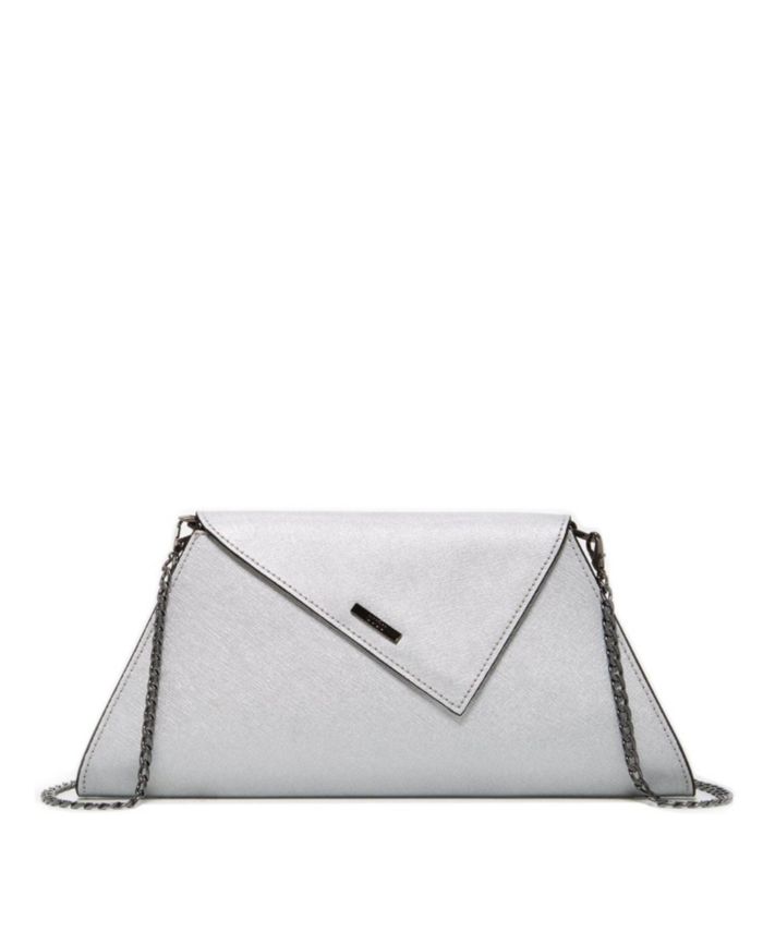 Susu Womens Metallic Envelope Clutch Saffiano Leather Evening Bag For