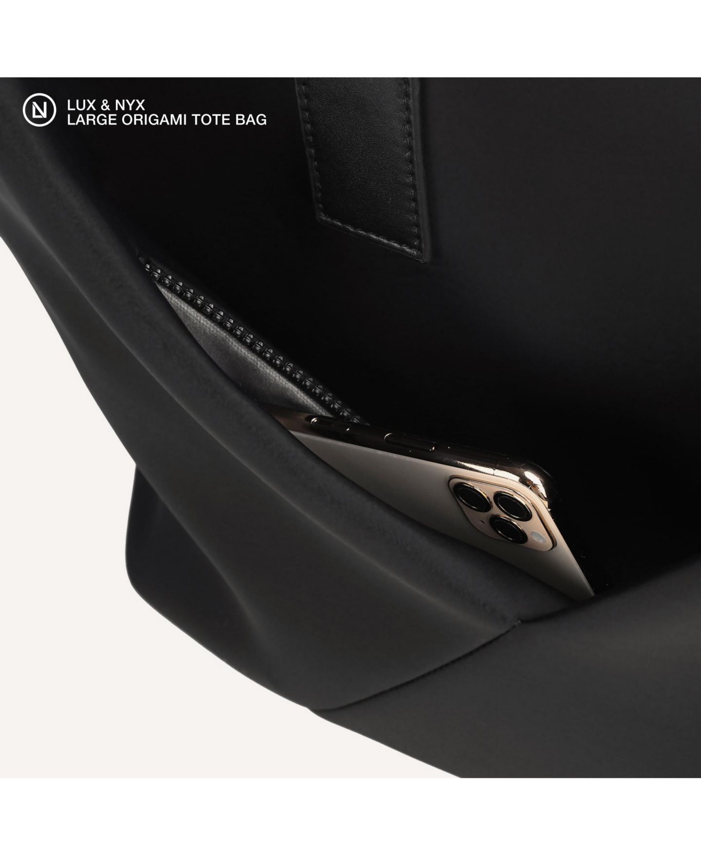 Женская сумка Lux & Nyx Large Origami Tote 15" Laptop Bag for Women, цвет: Чёрный золотой — фото 5