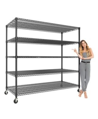60-Inch-Wide 4-Tier Storage Rack With Casters, 2,640-Pound Weight Capacity, With Adjustable Metal Wire Shelves