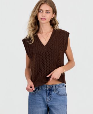 Juniors' Cable-Knit Sweater Vest