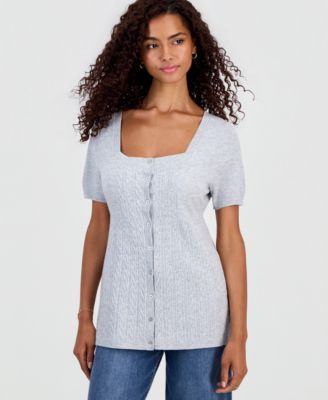 Juniors' Short-Sleeve Babydoll Sweater
