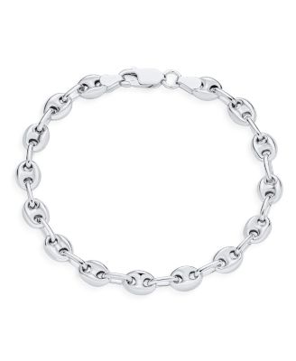 .925 Sterling Silver 6MM Anchor Puff Mariner Link Chain Bracelet
