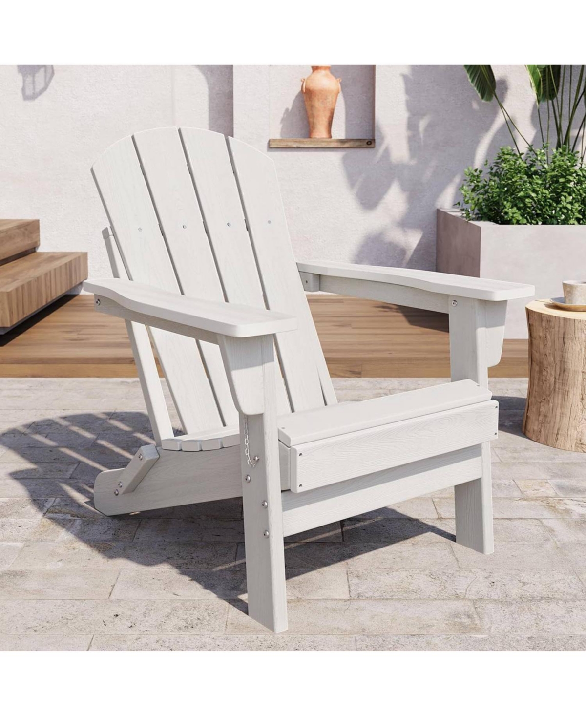 gaomon Hdpe Outdoor Patio Folding Adirondack Chair with Side Table for Decks, Gardens, fire Pit