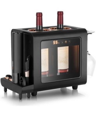Electric Wine Chiller ,46-64degree(s)F Wine Cooler, All-in-1 Set Electric Opener and 2 Glasses, for Home/Office, Gift