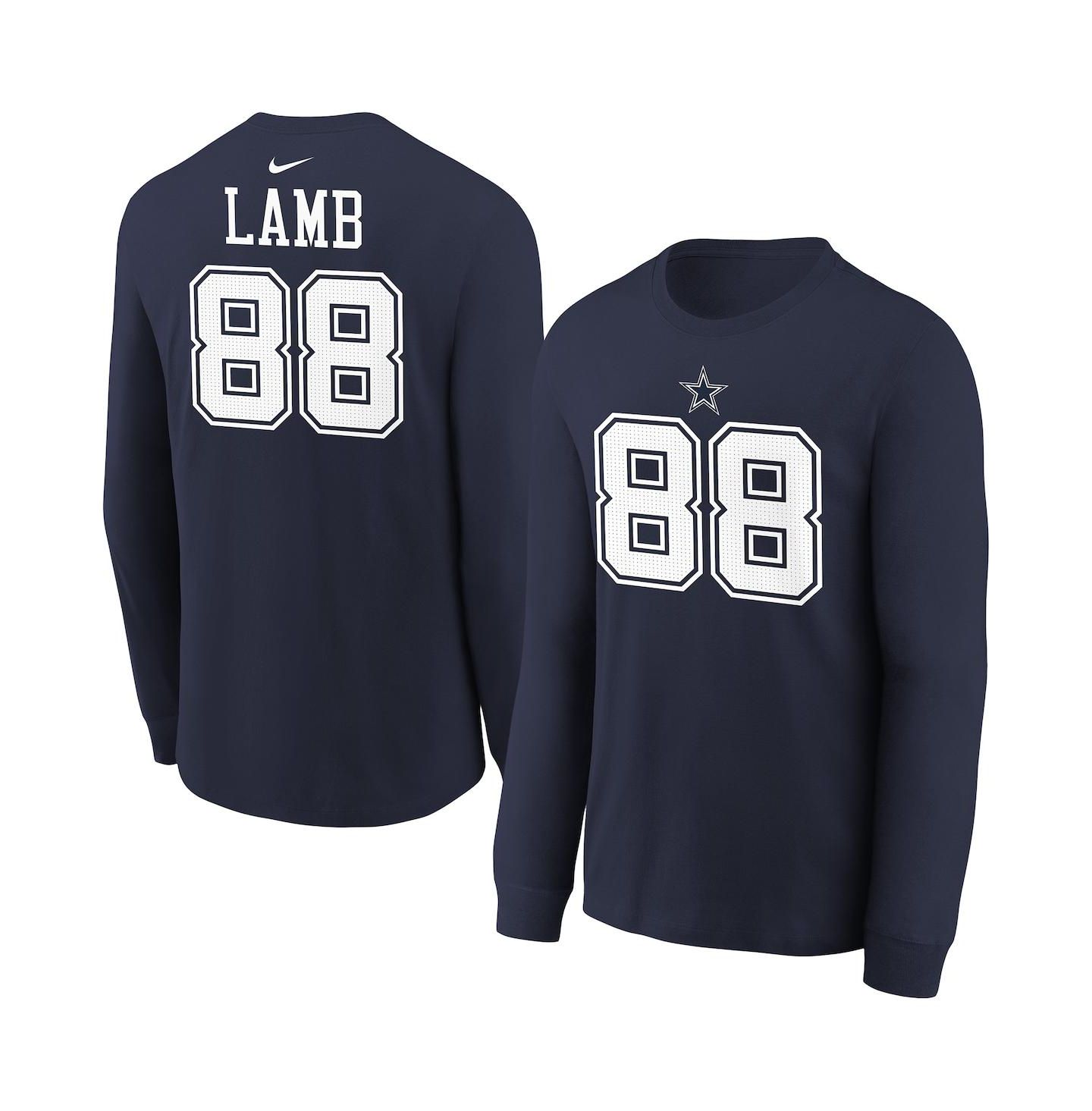 Детская футболка Nike CeeDee Lamb Navy Dallas Cowboys Player Name & Number Long Sleeve — фото 1