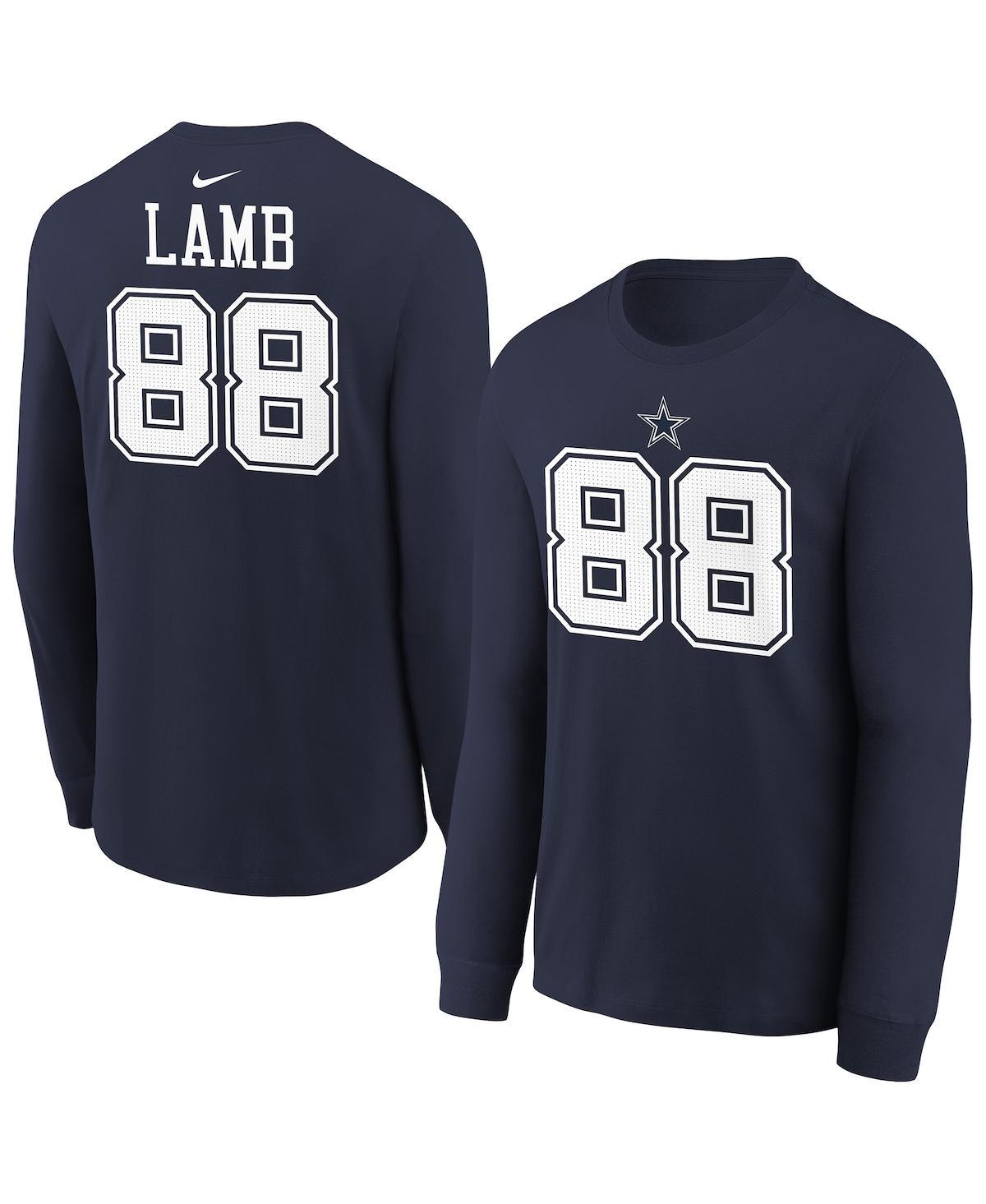 Nike Big Boys and Girls CeeDee Lamb Navy Dallas Cowboys Player Name Number Long Sleeve T-Shirt - Navy