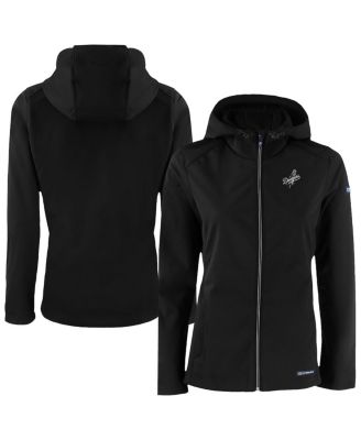 Cutter Buck Women's Black Los Angeles Dodgers Evoke Eco Softshell Full-Zip Hoodie Jacket