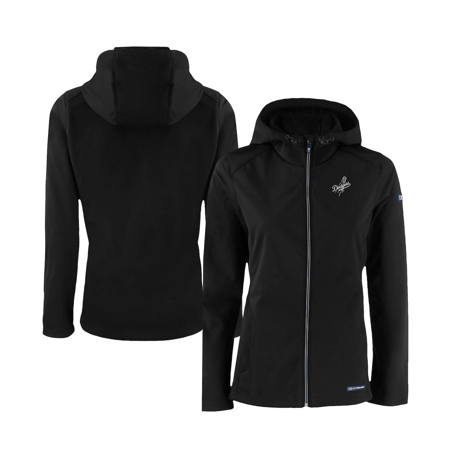 Женская куртка Cutter & Buck Cutter Buck Black Los Angeles Dodgers Evoke Eco Softshell Full-Zip Hoodie Jacket — фото 1