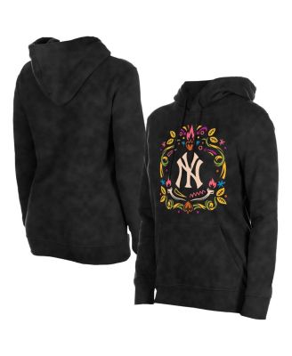 Women's Black New York Yankees Día de Muertos Mineral Wash Hoodie Sweatshirt