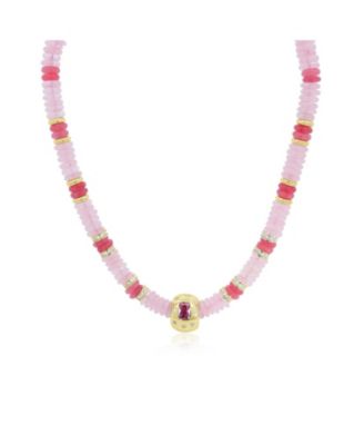 Bead Rondel Necklace 18K Gold Plated Over Brass