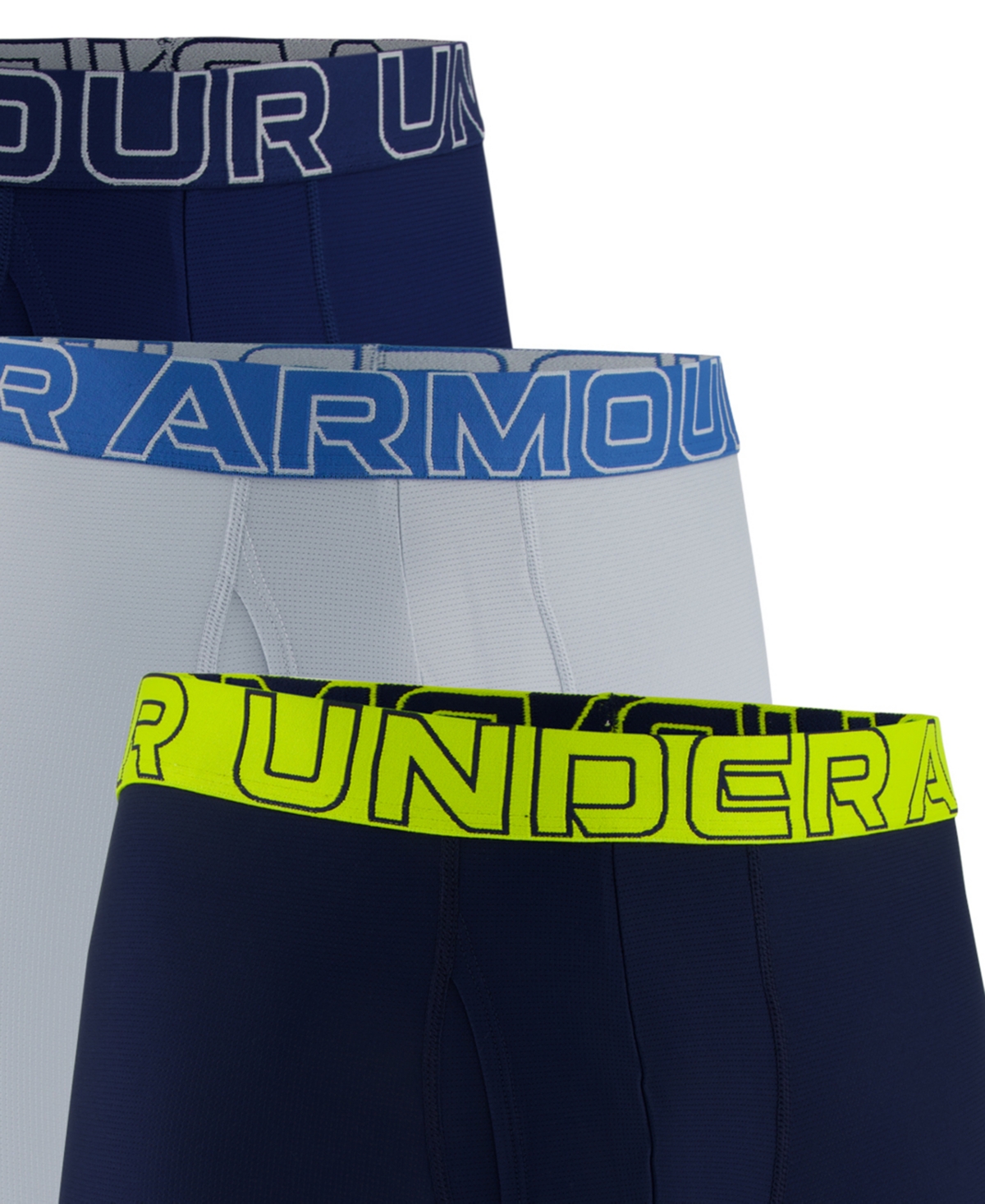 Under Armour Men's Performance Tech Mesh Solid 6" Boxer Briefs, 3-pack In Blue