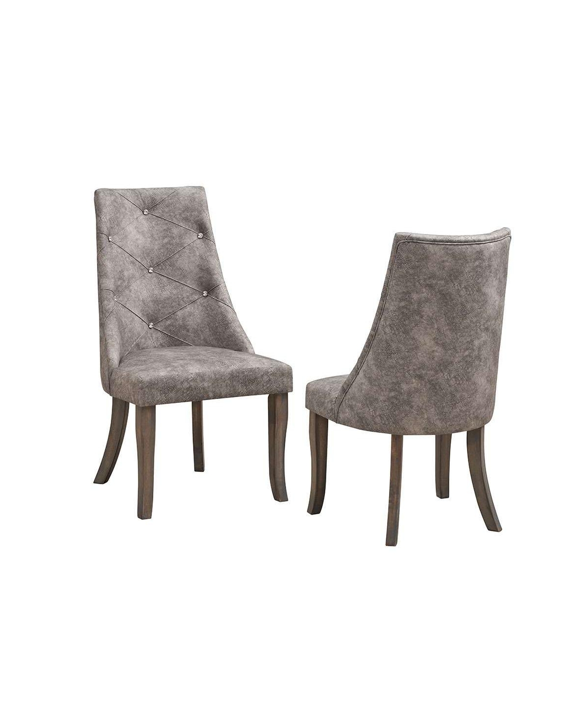 Kings Brand Furniture Set Of 2 Faux Leather Tufted Parson Dining Chairs  Grey  brown