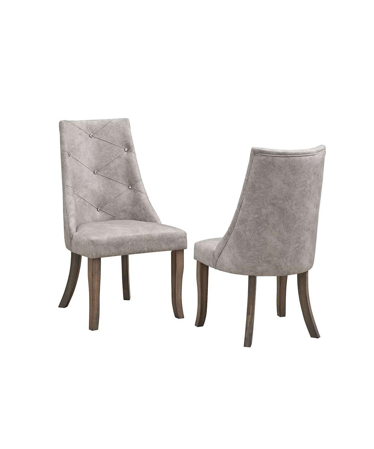 Kings Brand Furniture Set Of 2 Faux Leather Tufted Parson Dining Chairs  Silver  brown