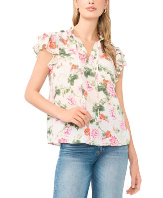 Women's V-Neck Ruffle-Sleeve Top