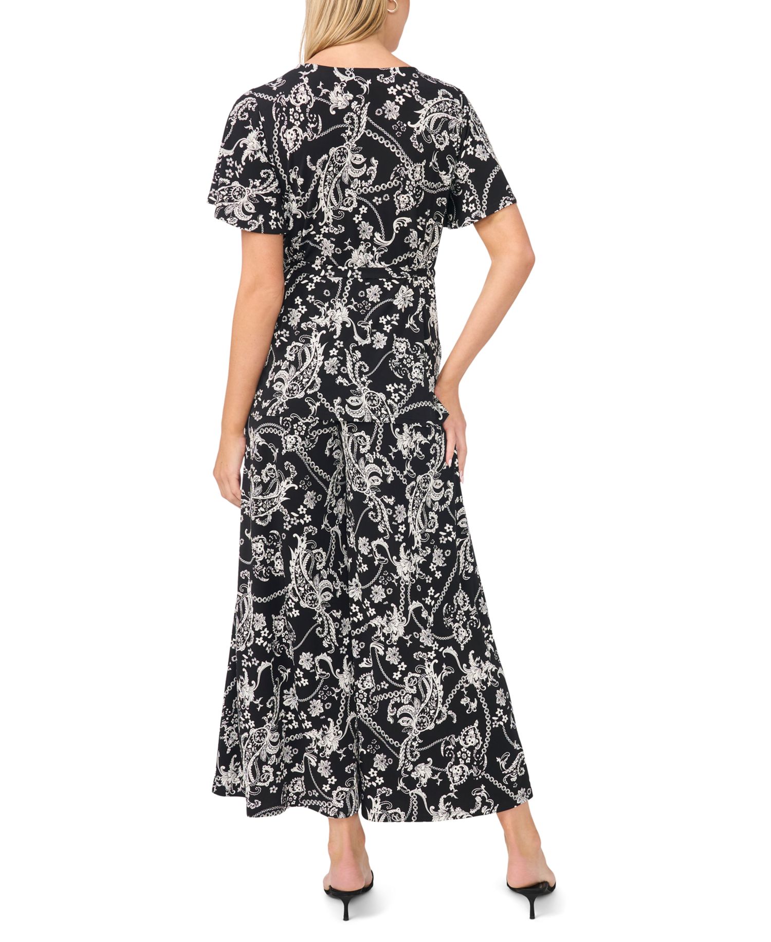 Women's V-Neck Flutter-Sleeve Tunic Top