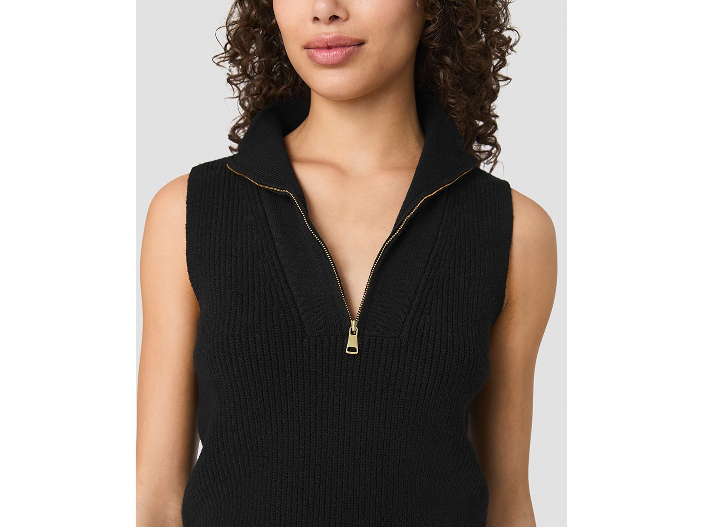 Женский топ French Connection Marley Collared V-Neck Rib Knit, цвет: Чёрный — фото 6