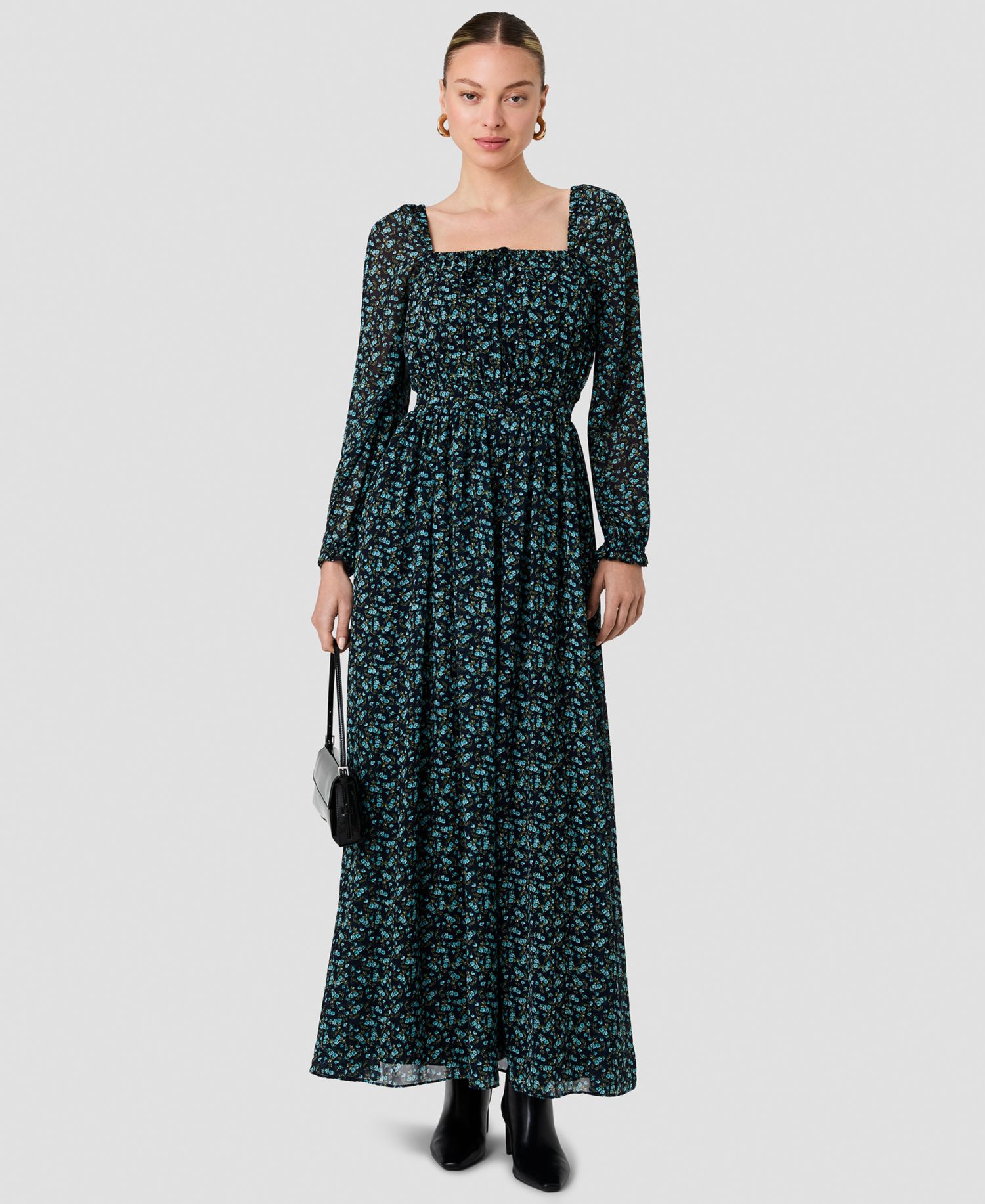 Women's Marina Square Neck Long-Sleeve Maxi Dress