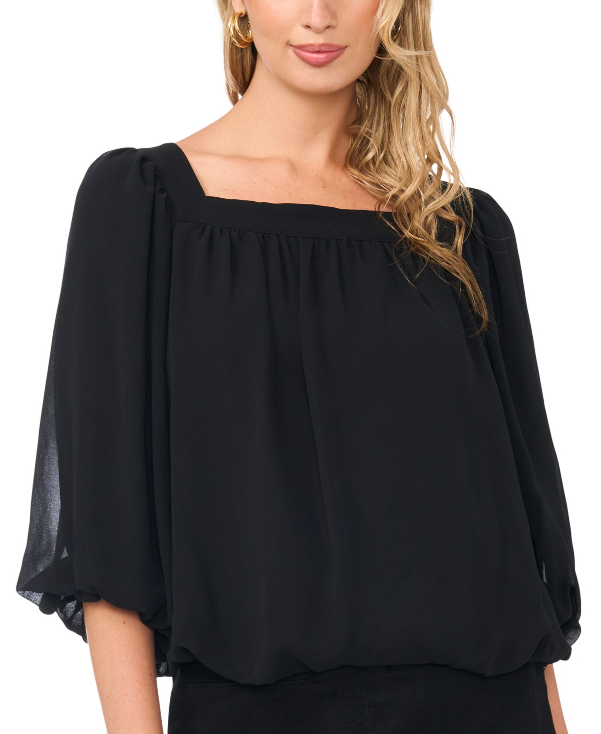 Vince Camuto Women's Square Neck Bubble Blouse