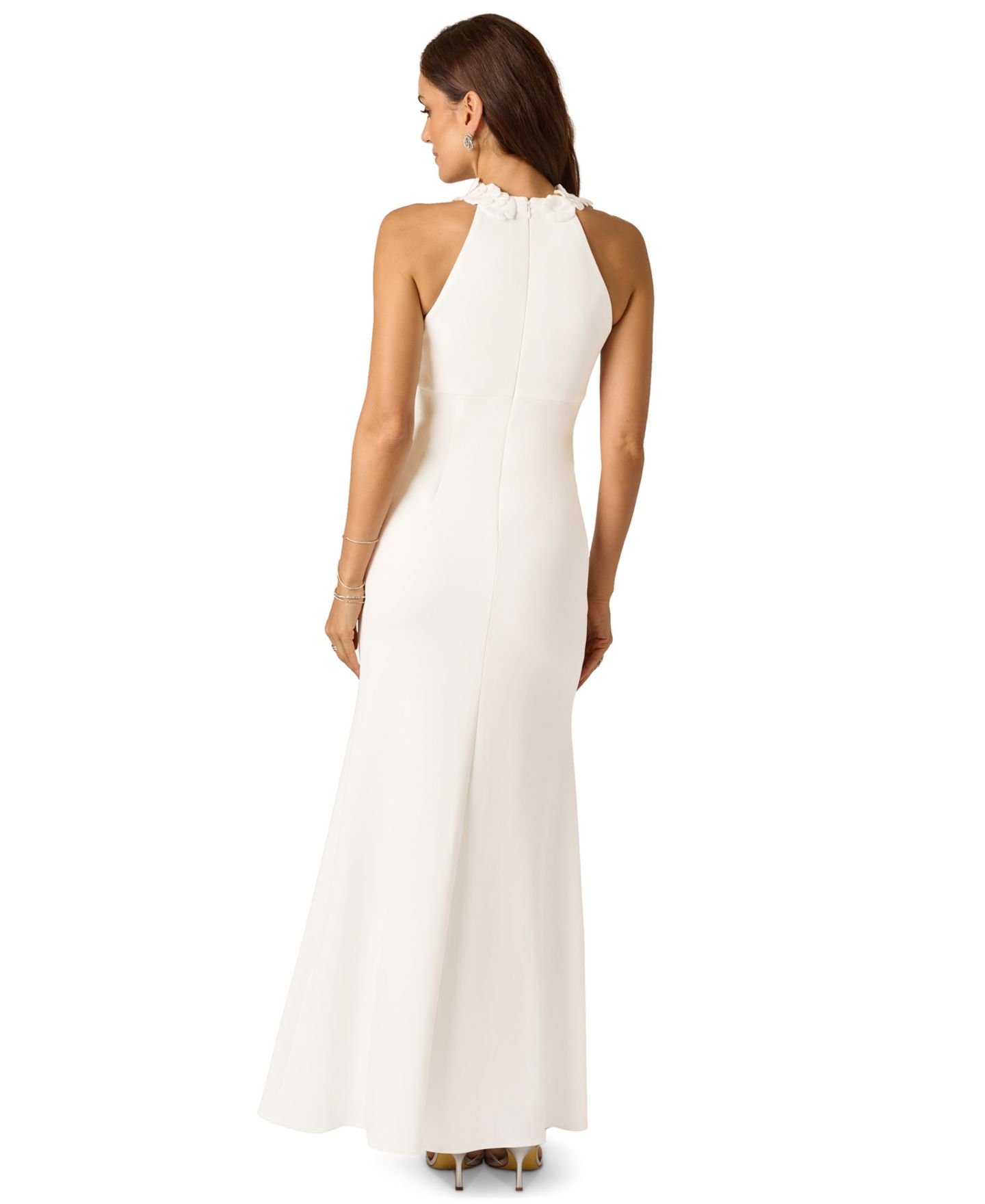 Женские платья Adrianna Papell Rosette Halter Crepe Gown, цвет: Слоновая кость — фото 5