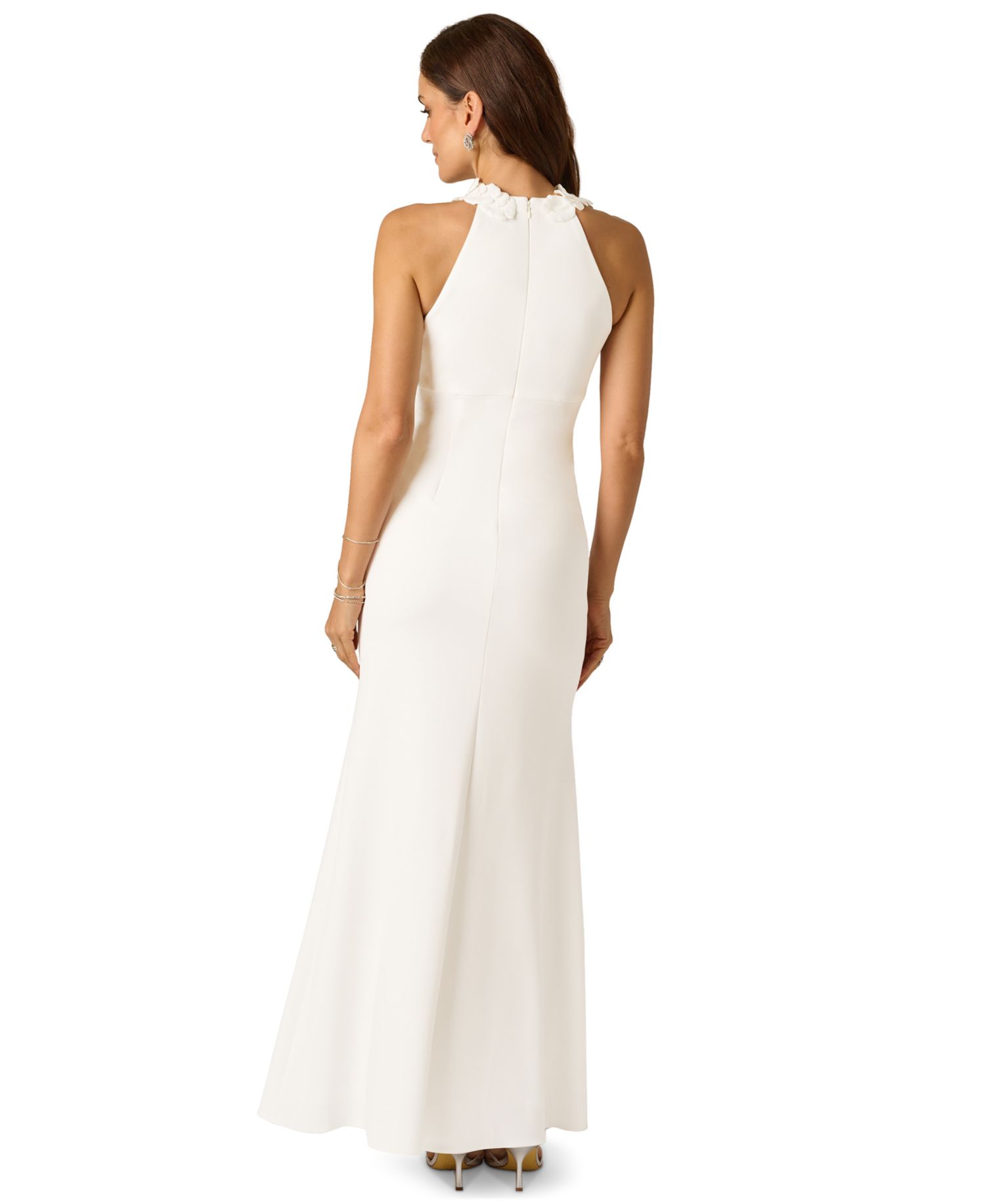Women's Rosette Halter Crepe Gown