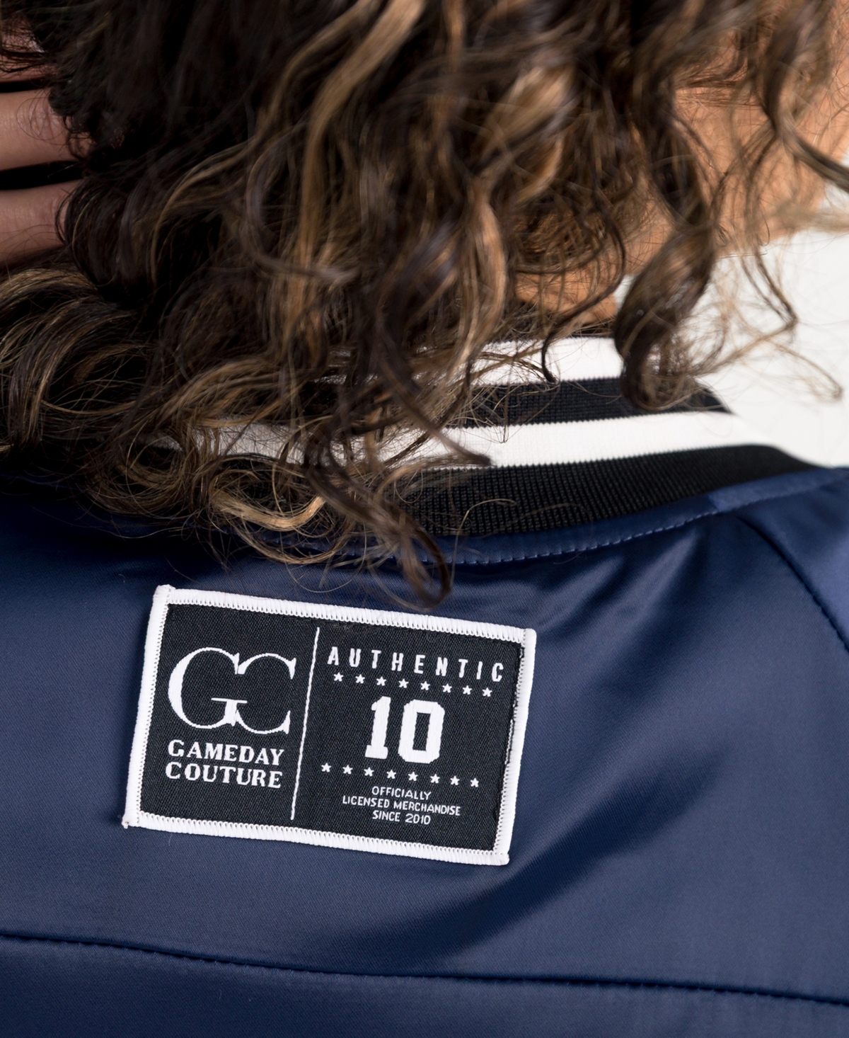 Gameday Couture Women's Navy UConn Huskies Oversized Inner Drive Varsity Rhinestone Full-Snap Bomber Jacket