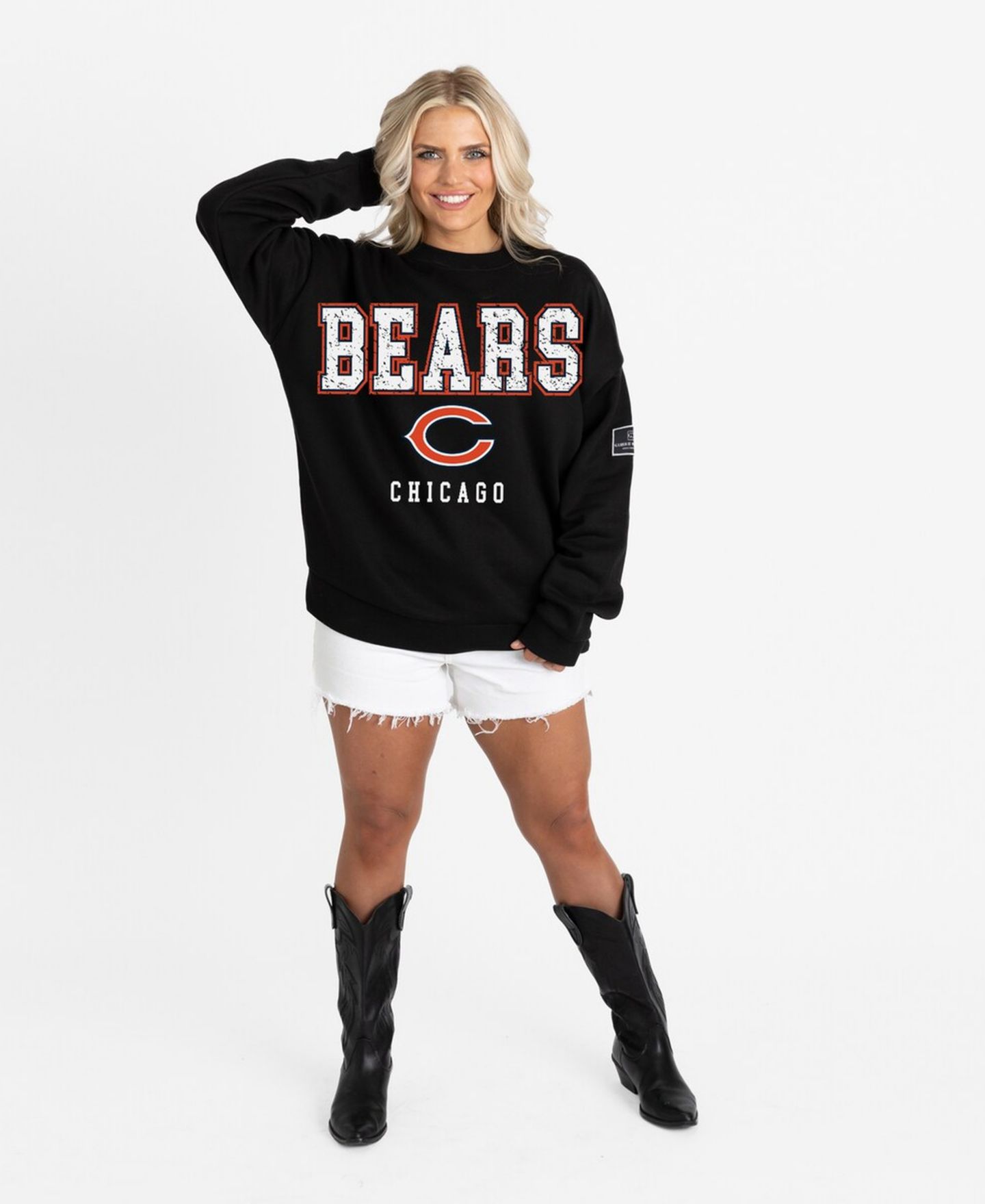Женская толстовка Gameday Couture Black Chicago Bears Oversized Level Up Black Label Premium Fleece — фото 3