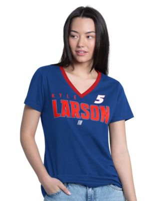 Women's Blue Kyle Larson Best Team V-Neck T-Shirt