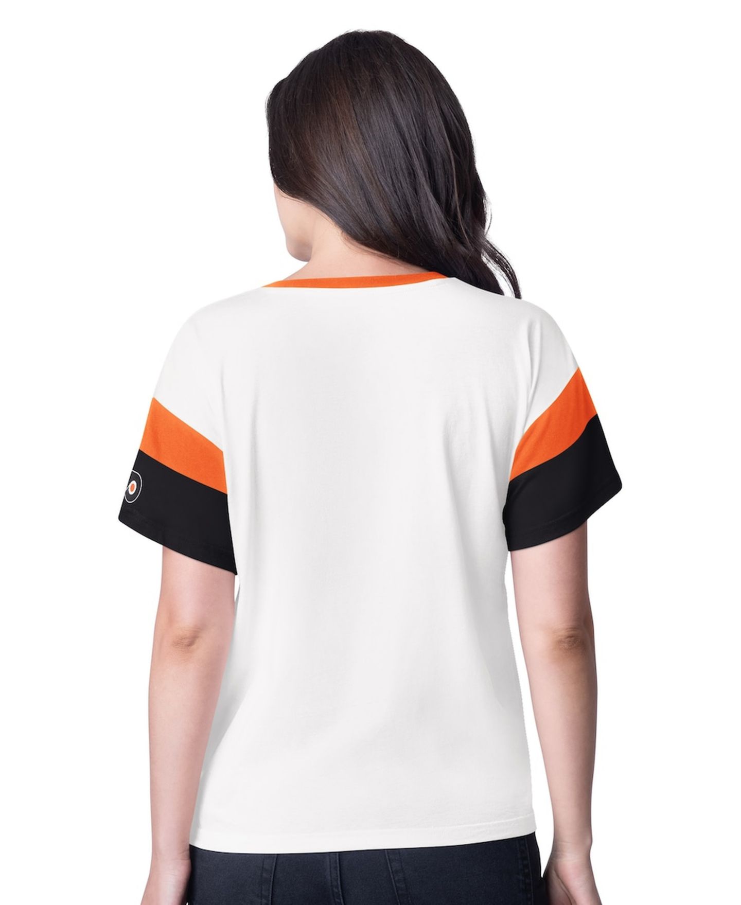 Женская футболка G-III 4Her by Carl Banks White Philadelphia Flyers Rink Oversized Rhinestone V-Neck — фото 2