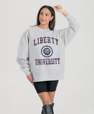 Women's Steel Liberty Flames Oversized Good Vibes Premium Fleece Drop Shoulder Pullover Sweatshirt