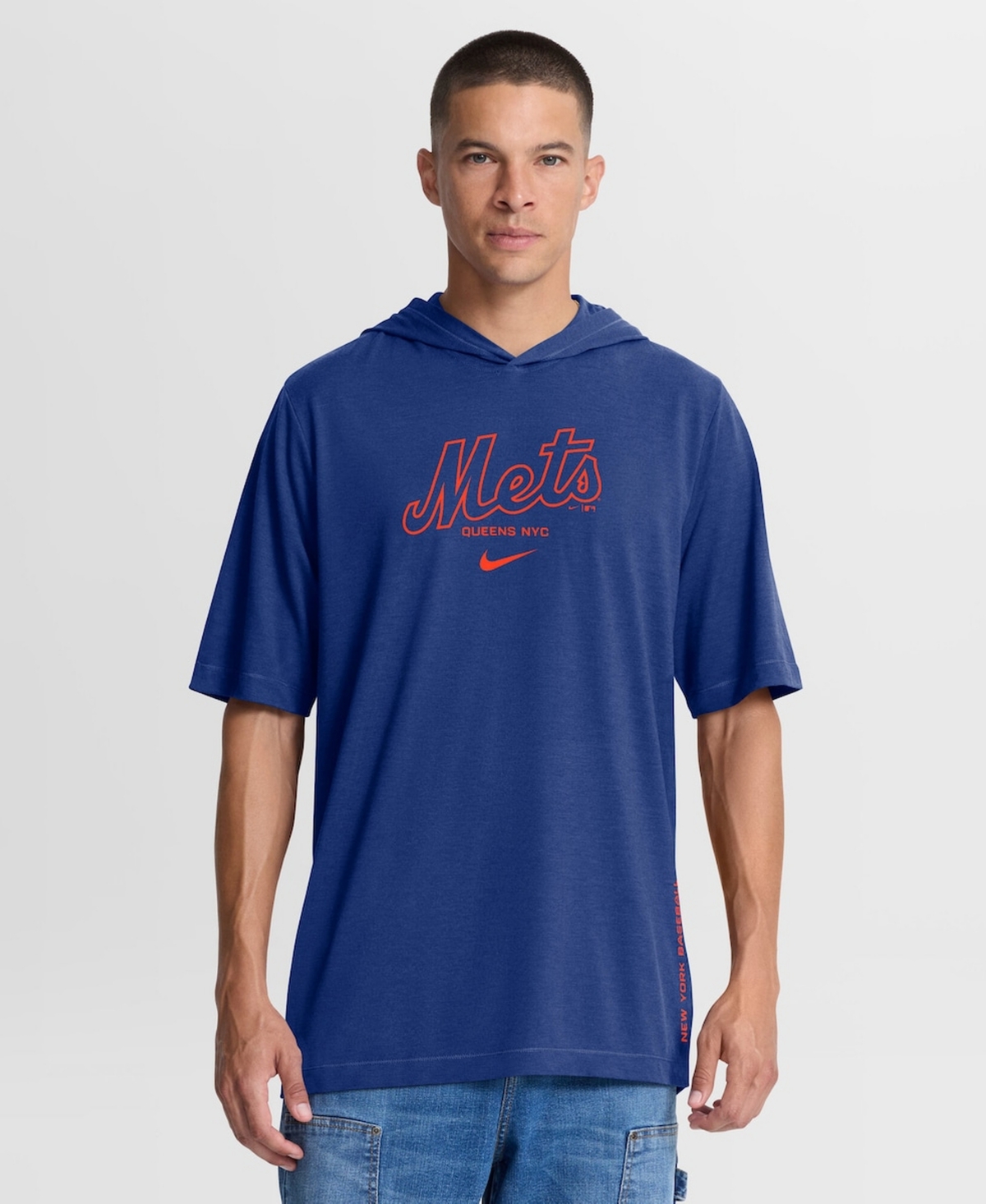Nike Men's Royal New York Mets Arched Wordmark Tri-Blend Hooded T-Shirt