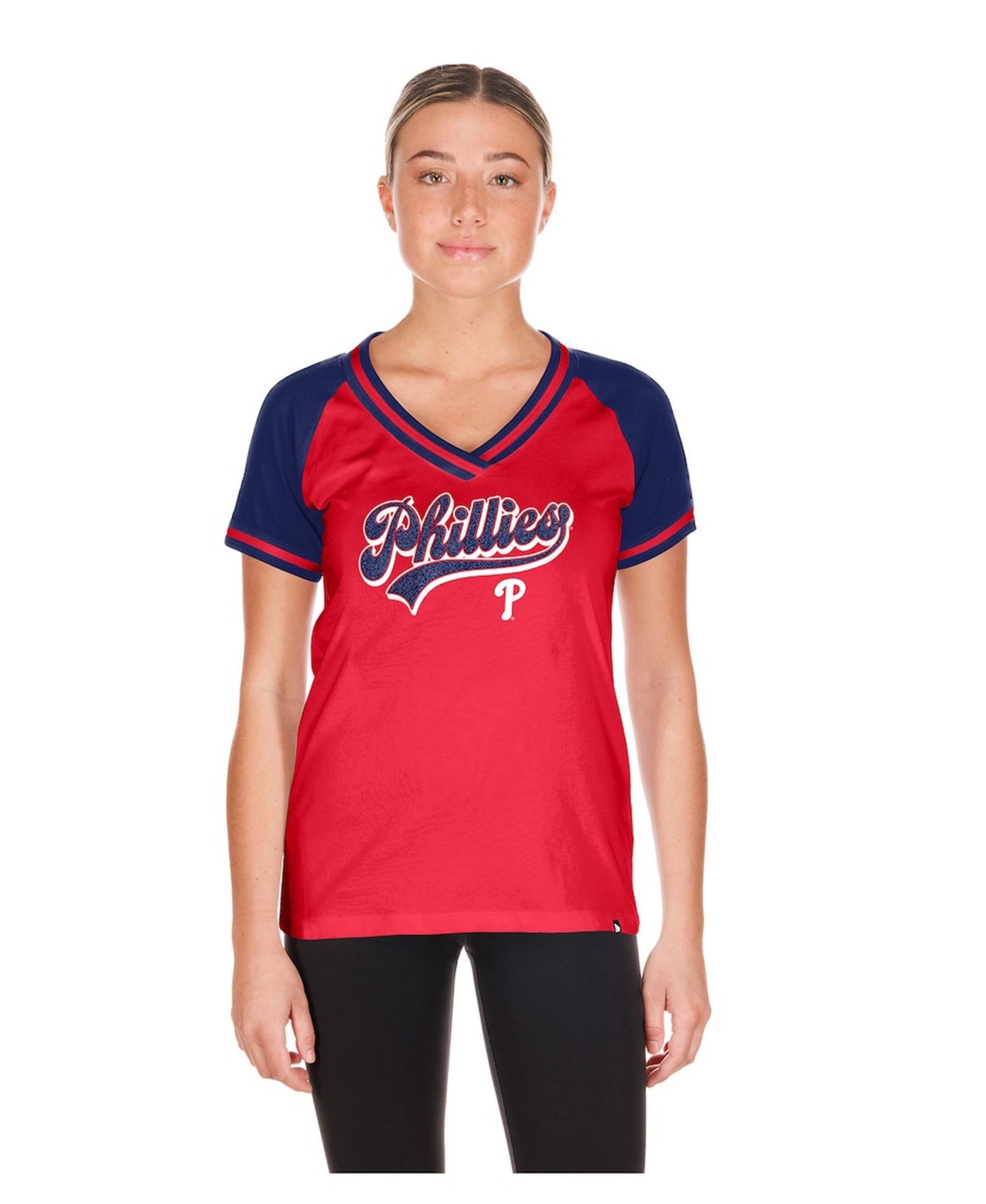 Женская футболка New Era Red Philadelphia Phillies Gameday V-Neck — фото 1