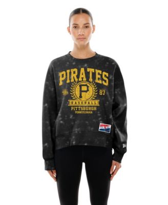 Women's Black Pittsburgh Pirates Throwback Oversized Boxy Sweatshirt