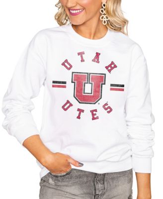 Women's White Utah Utes Oversized Vintage Days Perfect Crew Sweatshirt