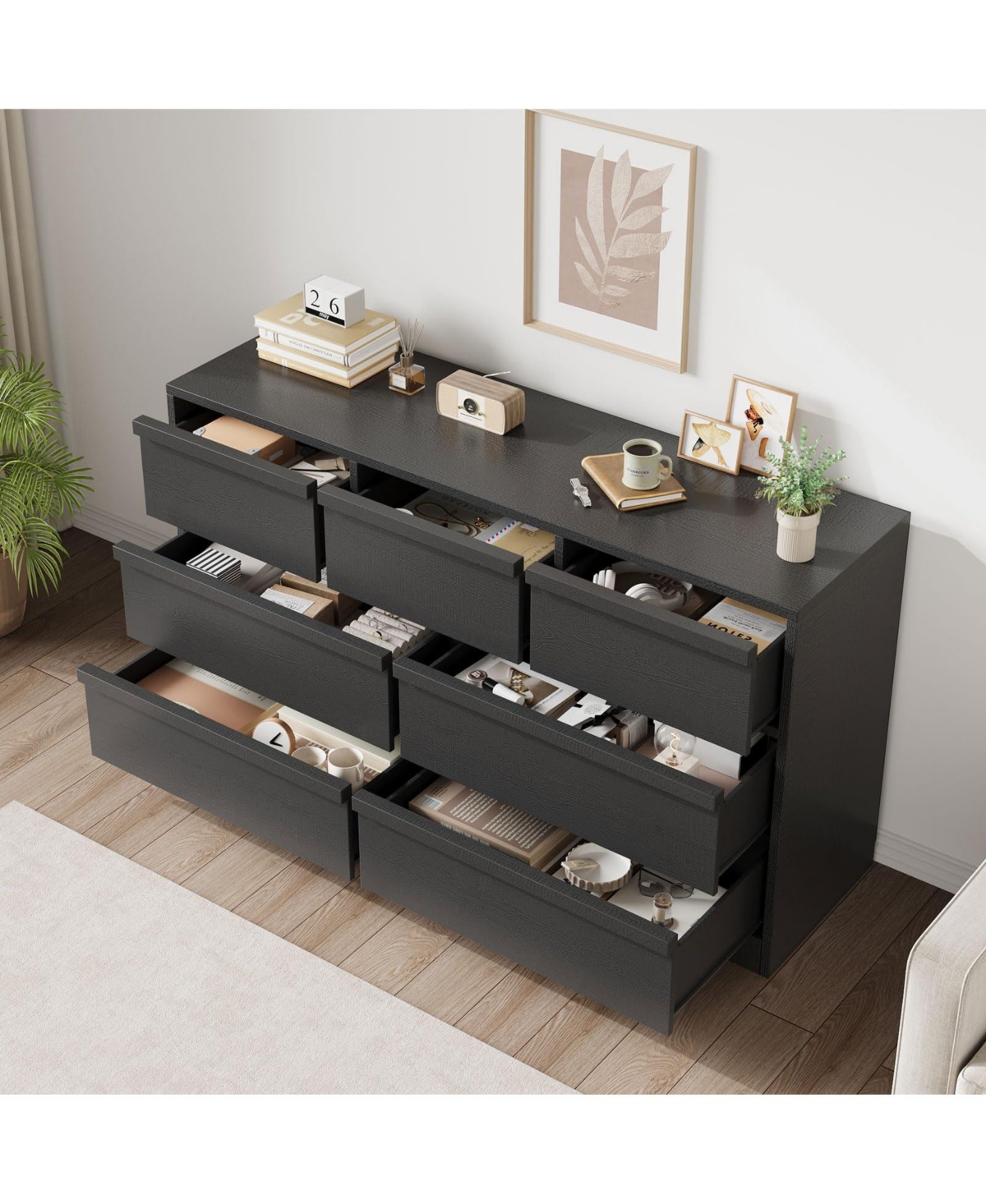 gaomon 7 Drawer Dresser for Bedroom, 54 inch Wide, Chest of Drawers with Large Storage, Wooden Organizer Living Room, Entryway