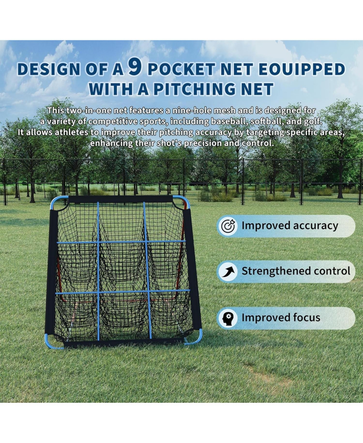 Xo 4x4 Ft Baseball Pitching Net, 2-in-1 Rebounder with Strike Zone, Portable Training Net for Baseball Softball Practice
