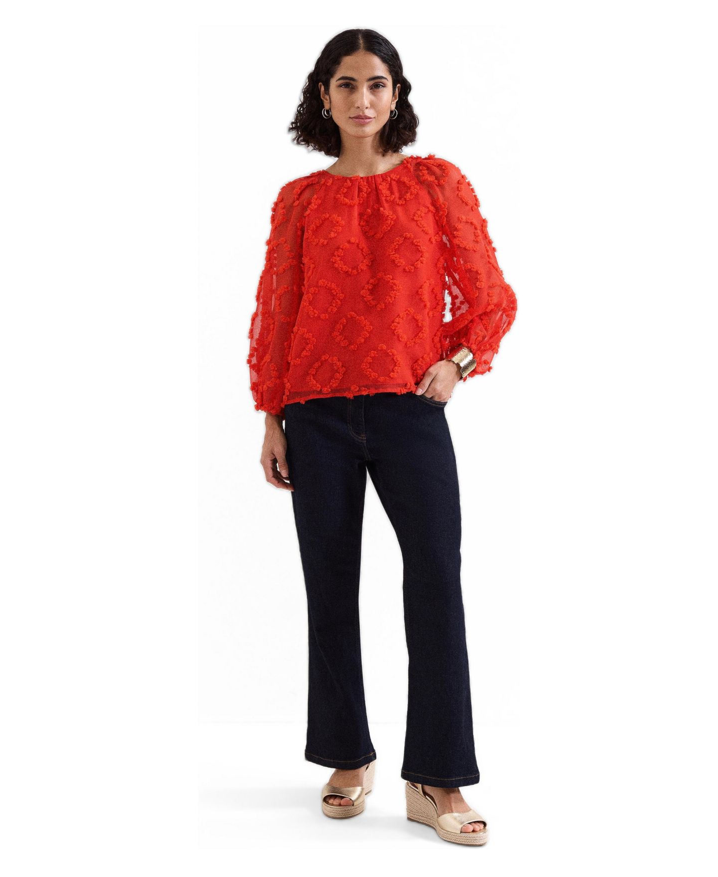 Женская блузка Phase Eight Shayla Textured, цвет: Красный — фото 2