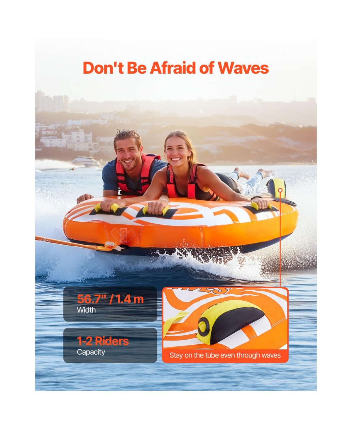 Hikeen Towable Tubes for Boating Riders Inflatable Towable Tube for Boat to Pull Capacity Boat Tubes and Towables for Water Sports