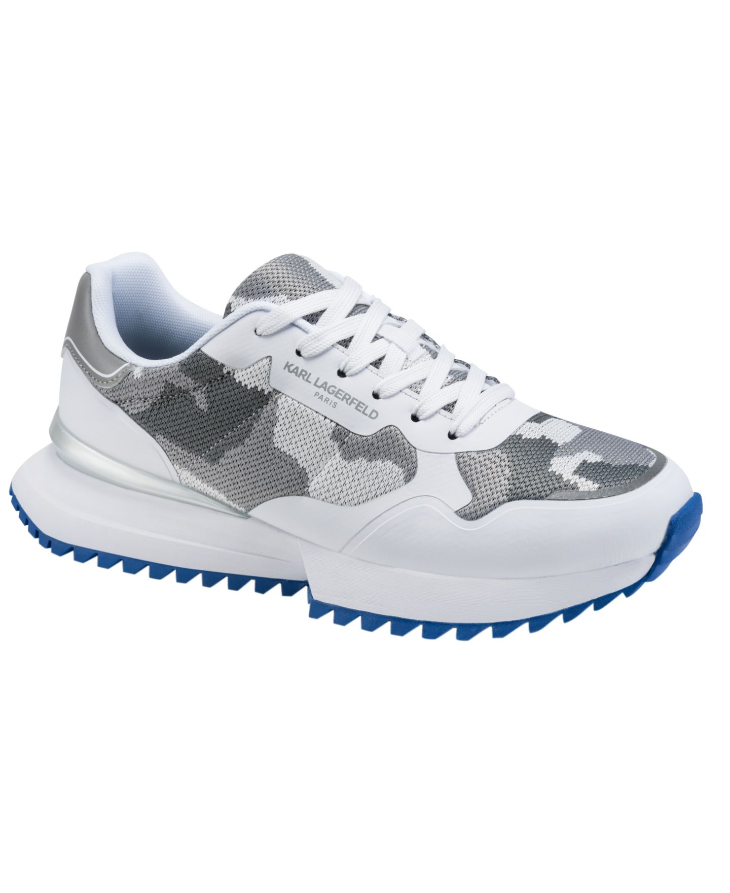 Мужские кроссовки KARL LAGERFELD PARIS Karl Lagerfeld Calixte Camo Lace-Up Runner, цвет: Белый / Серый — фото 1