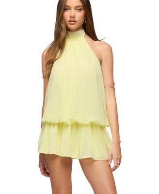 Womens Kortney Chiffon High Neck Mini Dress