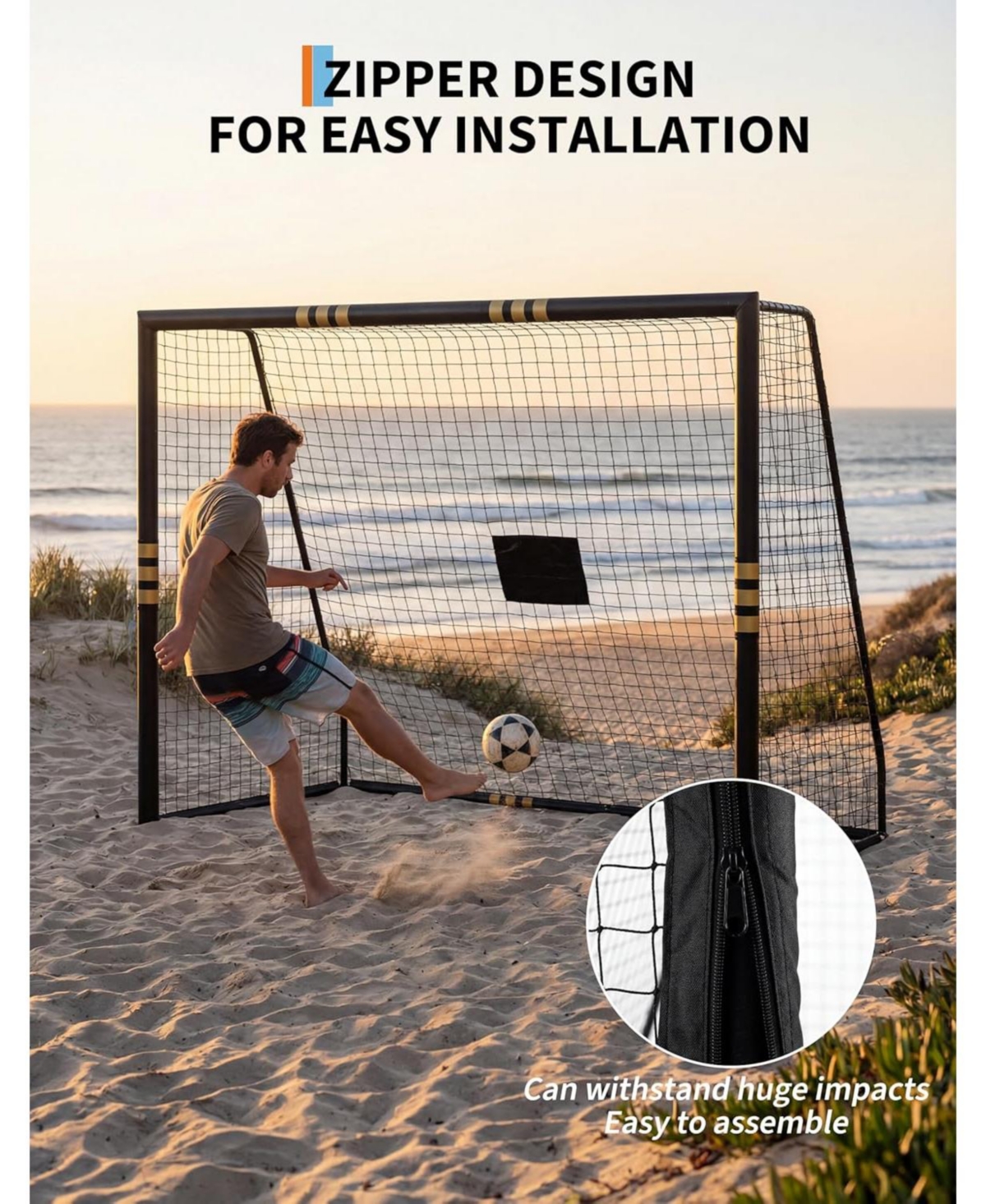 Xo 8FT Soccer Goal, Metal Frame with Foam Padded Posts, Weatherproof Net, Easy Assembly Backyard Training Goal