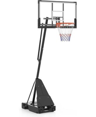 48" Portable Basketball Hoop, Height Adjustable System with Shatterproof Backboard, Mobile Wheels Base for Backyard Driveway Indoor