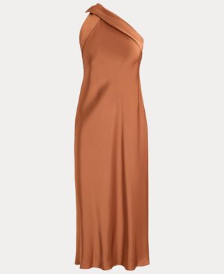 satin charmeuse halter cocktail dress Lauren Ralph Lauren Women's Satin Charmeuse Halter Cocktail Dress - PINK