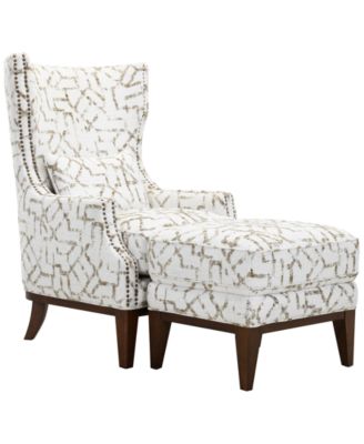 Gaspare 2-Piece Fabric Wing Chair and Ottoman Set