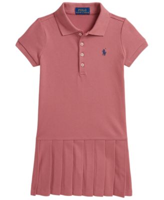 Girls' 2T-6X Pleated Stretch Mesh Polo Dress