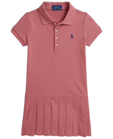Платье Polo Ralph Lauren Pleated Stretch Mesh Polo Dress для девочек, цвет: Холщовый розовый