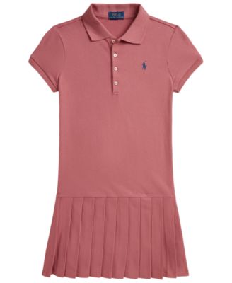 Girls' 7-16 Pleated Stretch Mesh Polo Dress
