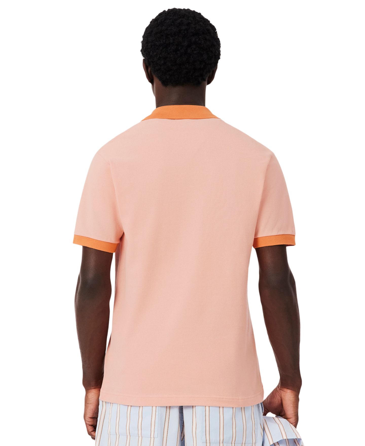 Мужское поло Lacoste Cotton Classic-Fit Contrast Rib Polo Shirt, цвет: Miami Blossom — фото 4