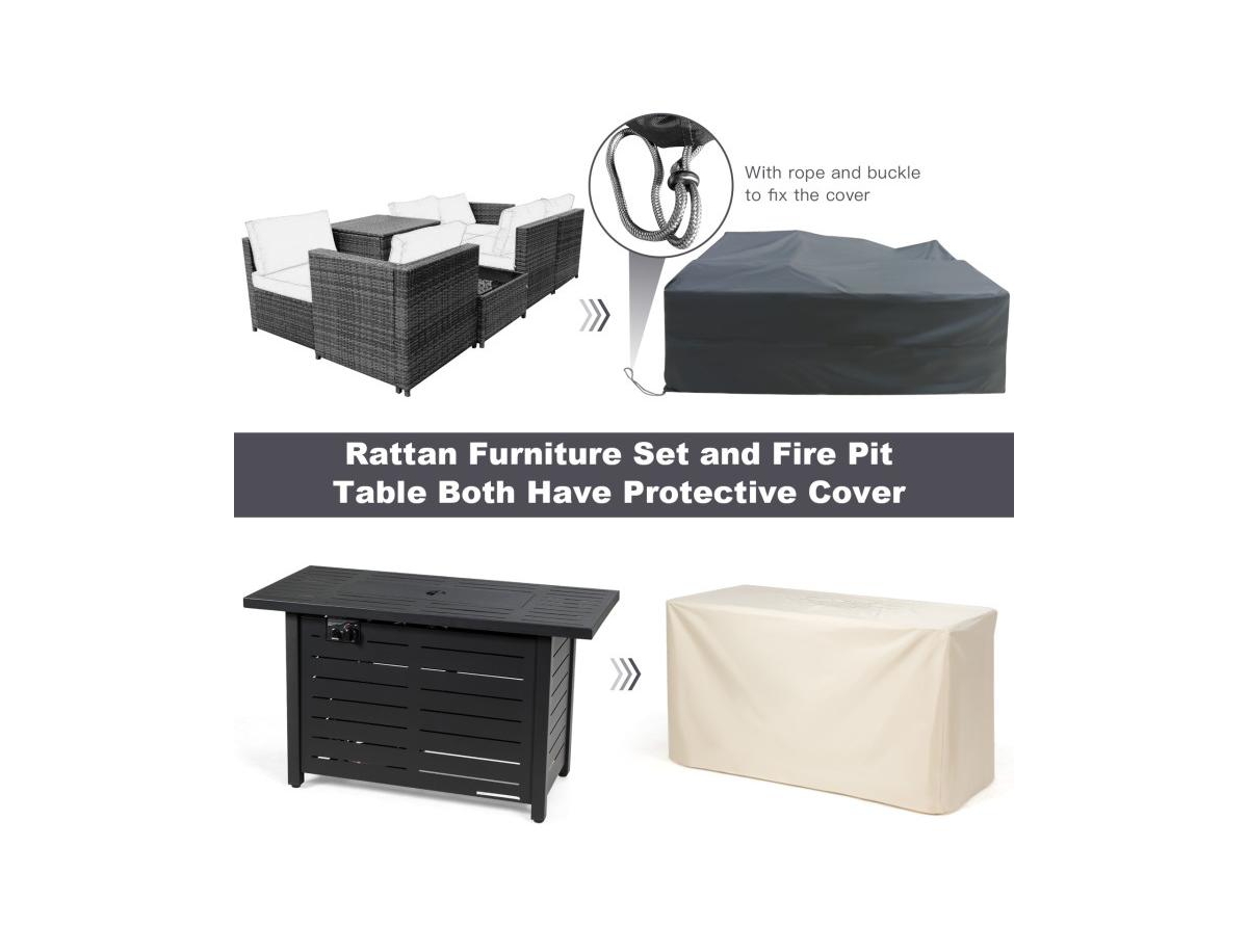 Mondawe 42 Inch 60 000 Btu Rectangular Propane Fire Pit Table with Waterproof Cover