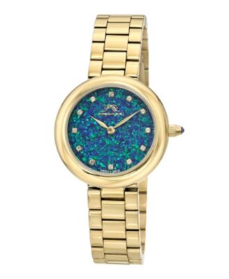 Porsamo Bleu Women's Opal Watch With Opal Dial, Topaz Gemstone and Stainless Steel Bracelet 1331BOPS - Gold tone